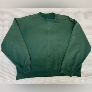 Vintage Russell Jerzees Sweatshirt Paint Spots Stains XL Green
